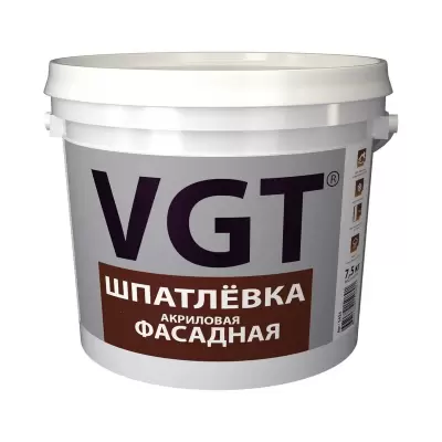 Шпатлевка фасадная VGT, акриловая, 7,5 кг