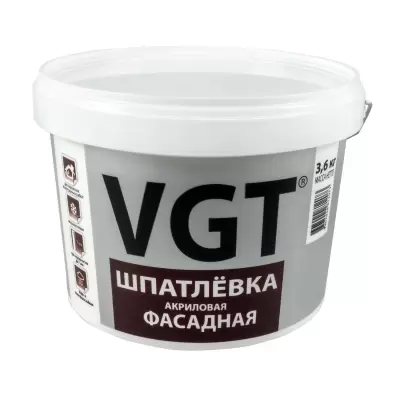 Шпатлевка фасадная VGT, акриловая, 3,6 кг