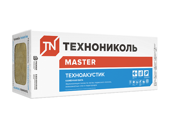 Звукоизоляция ТЕХНОАКУСТИК, 1200х600х50 мм, (12 плит, 8,64 кв.м)