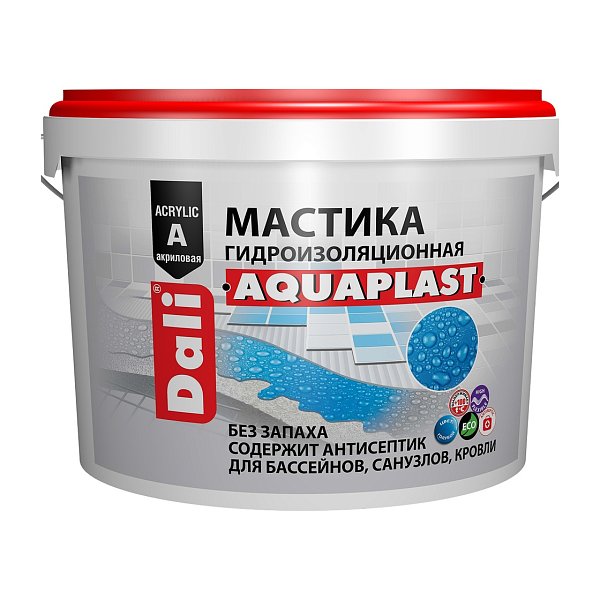 Мастика гидроизоляционная Dali Aquaplast, универсальная, акриловая, 9 л